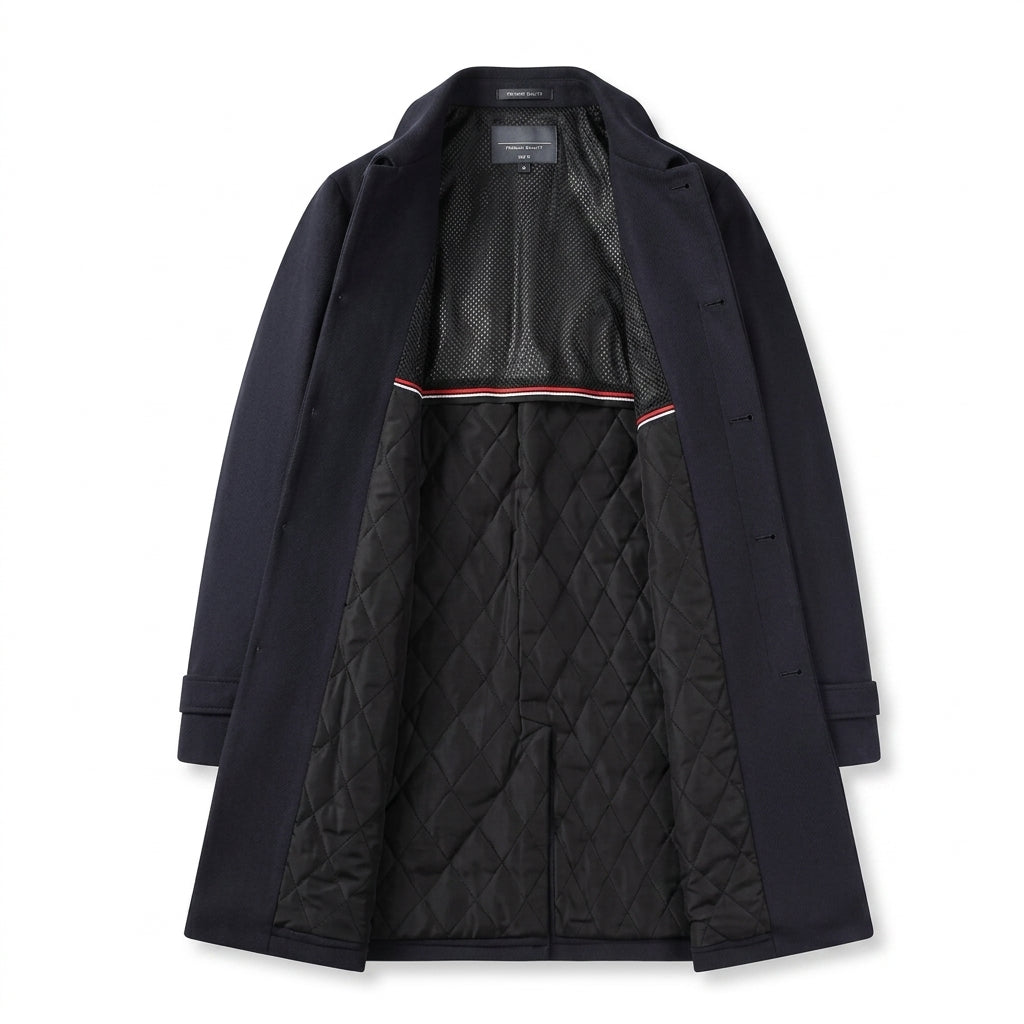 Men's Long Trench Coat – Windproof Single-Breasted Design