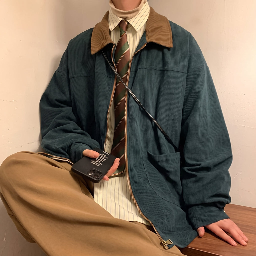 Men's Oversized Cotton Bomber Jacket – Vintage Style