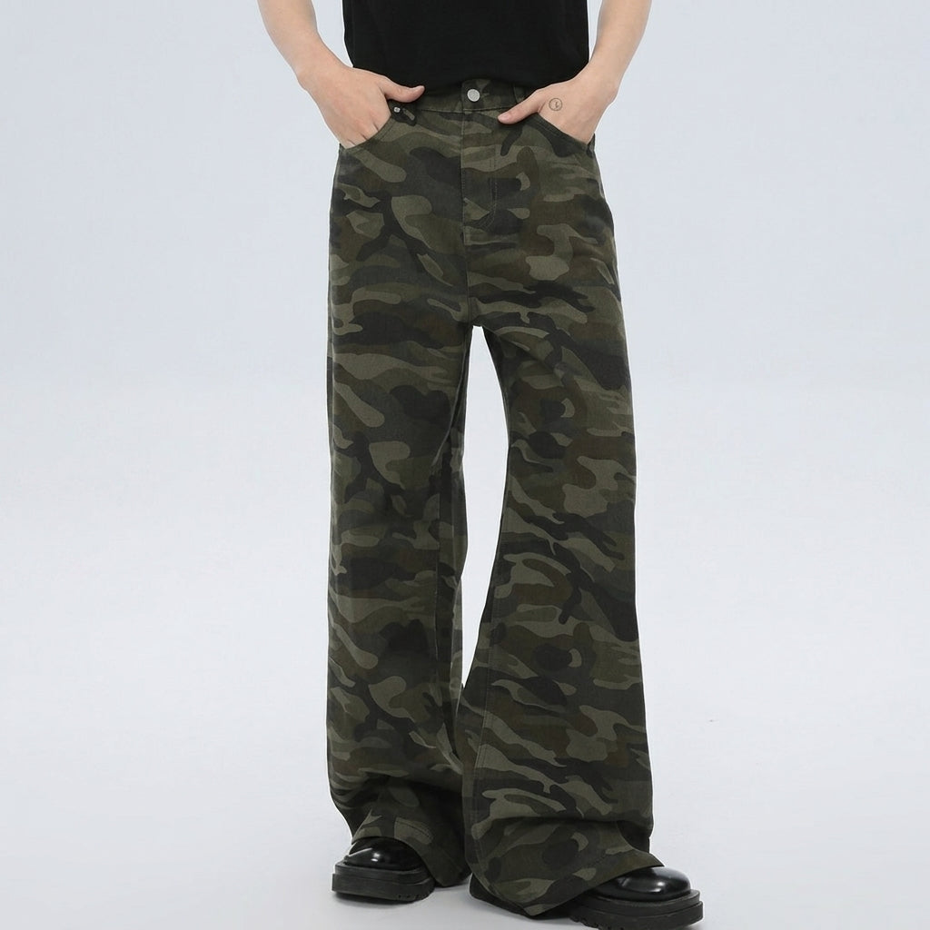 Men's Wide-Leg Jeans – Stretch Cotton Vintage Wash