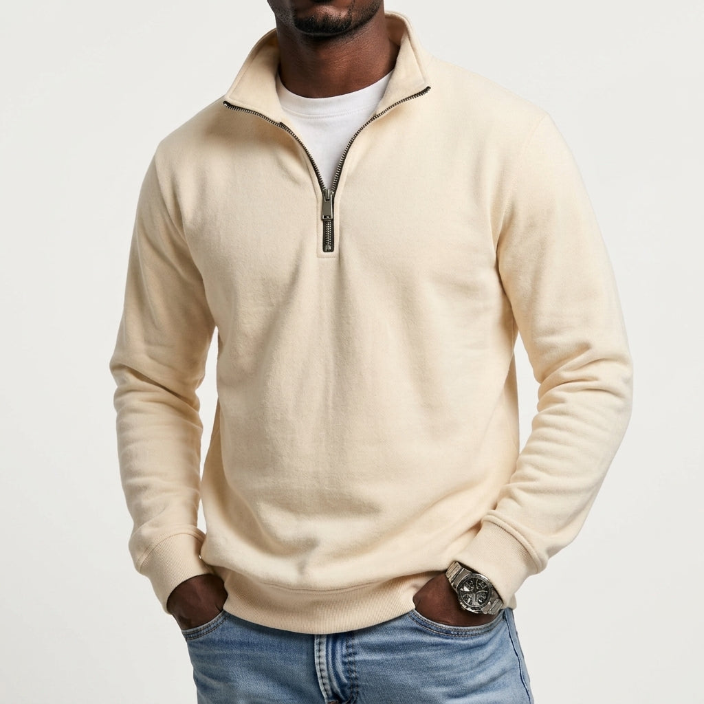 Men's Half-Zip Sweatshirt – High Collar Casual Fit