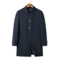 Men's Long Trench Coat – Windproof Single-Breasted Design