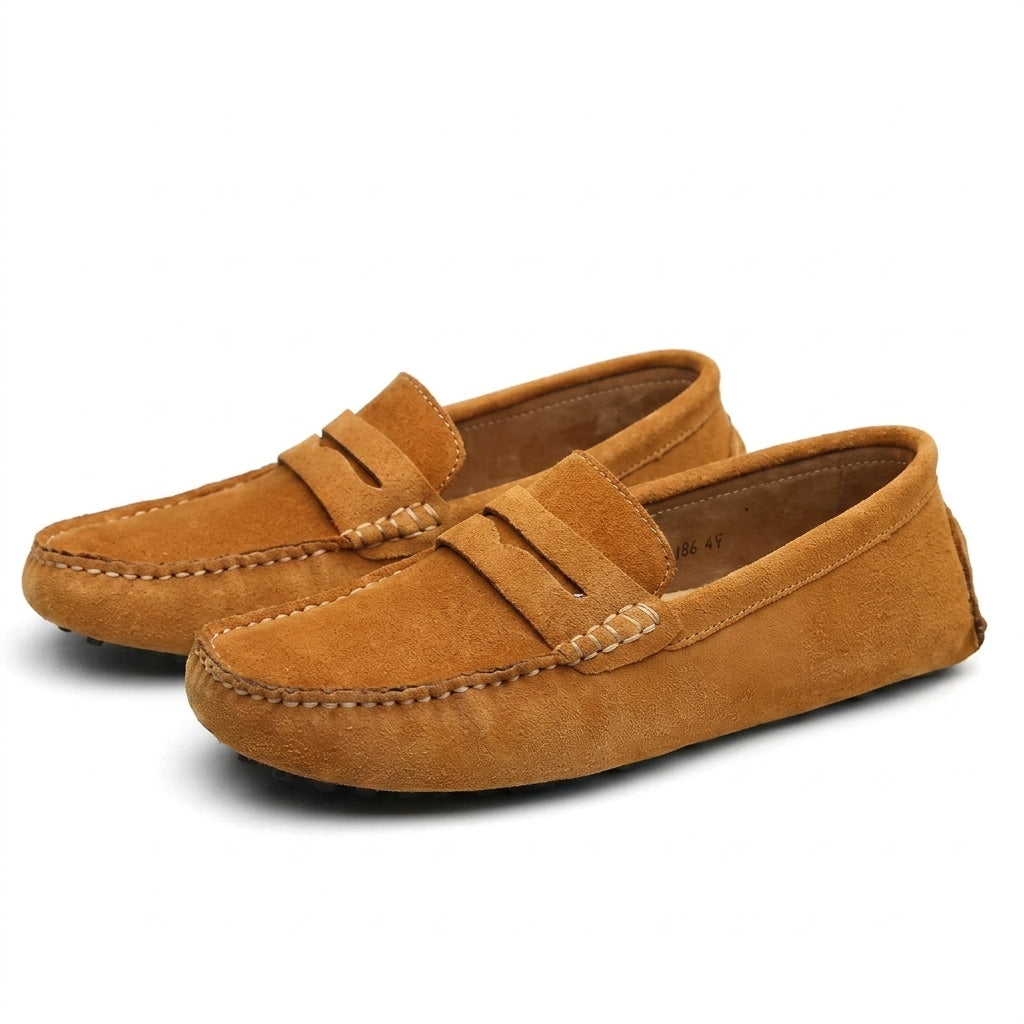 Men's Genuine Suede Penny Loafers – Flexible Sole