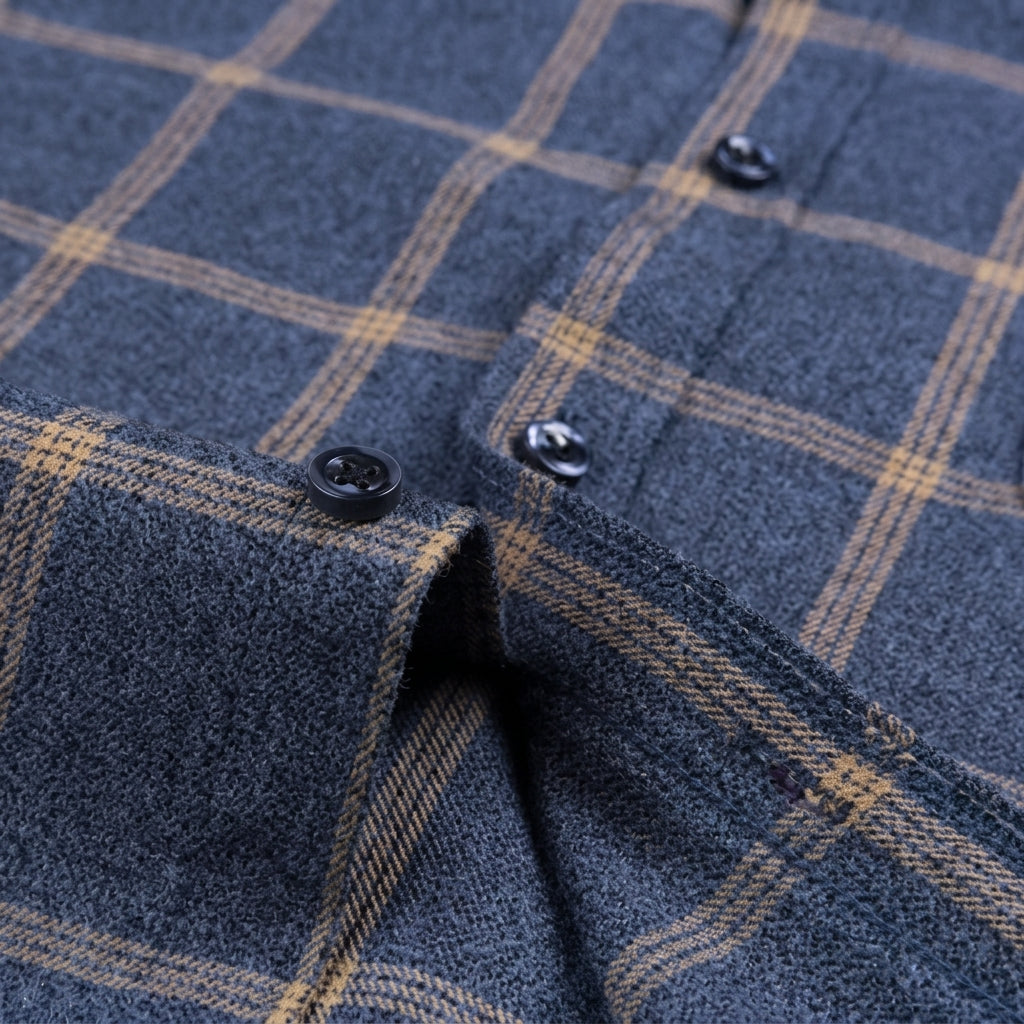 Men's 100% Cotton Plaid Shirt – Long Sleeve