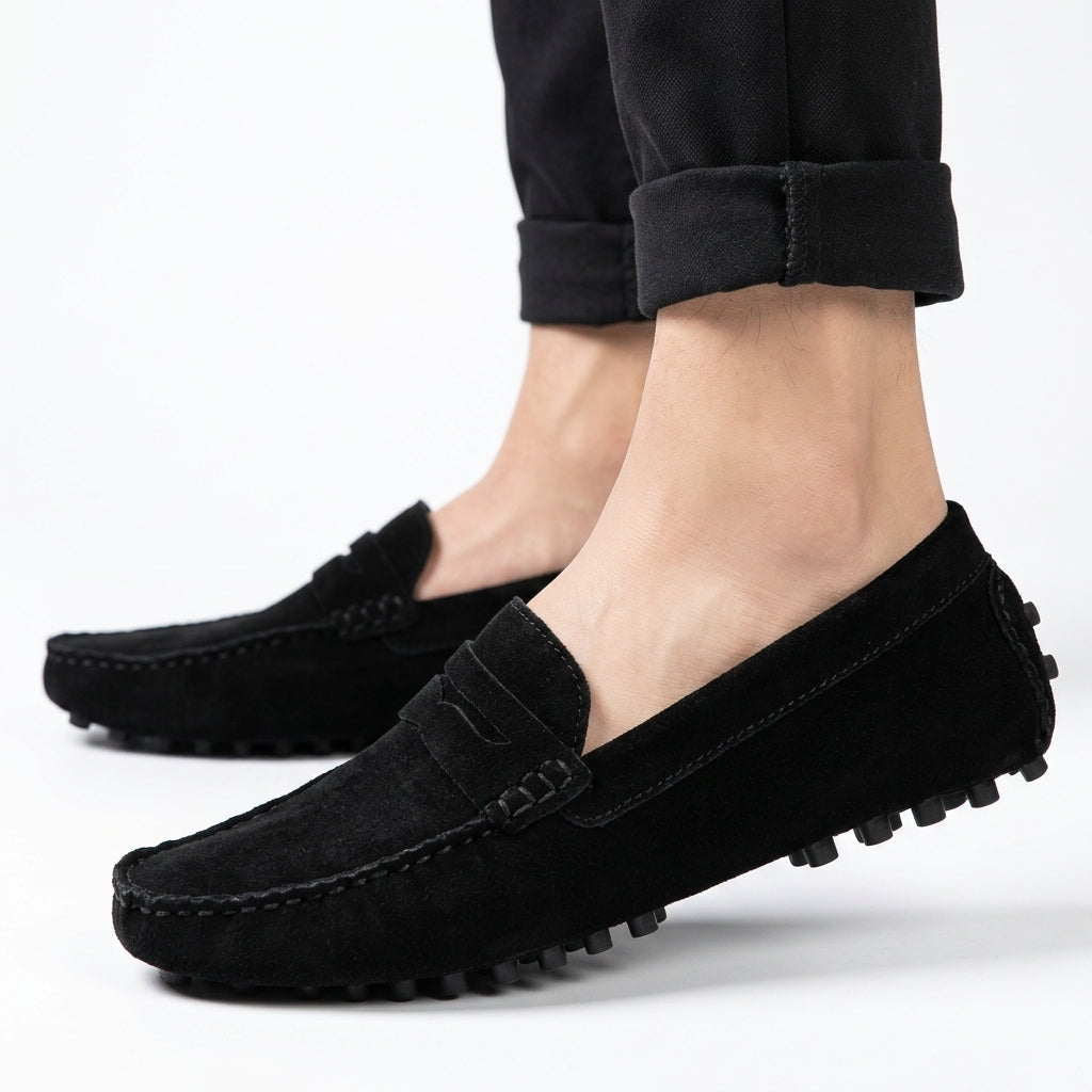 Men's Genuine Suede Penny Loafers – Flexible Sole