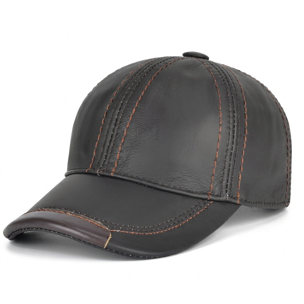 Men's Genuine Cowhide Leather Cap – Winter Ear-Flap Design