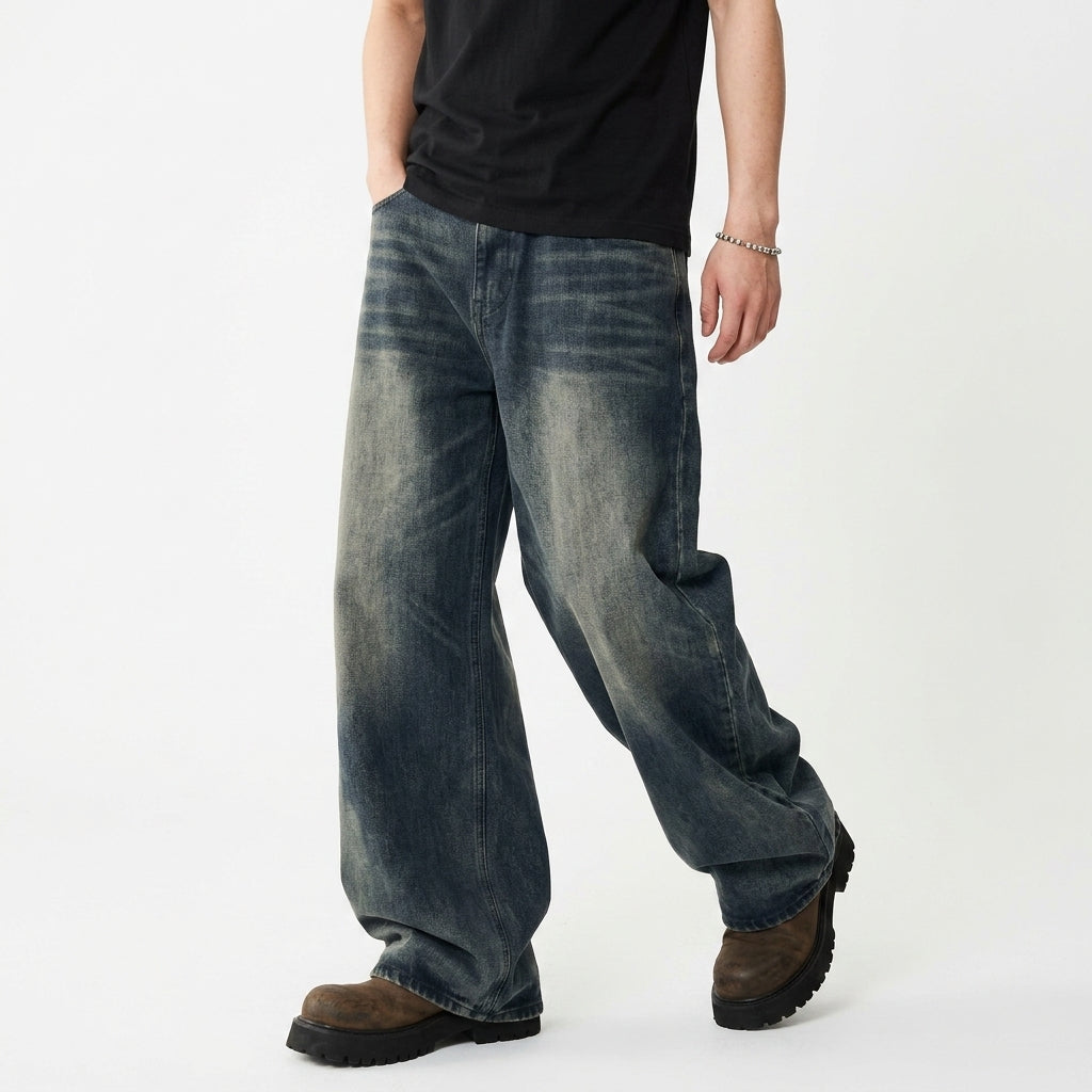 Men's Wide-Leg Jeans – Straight-Cut Cotton Denim