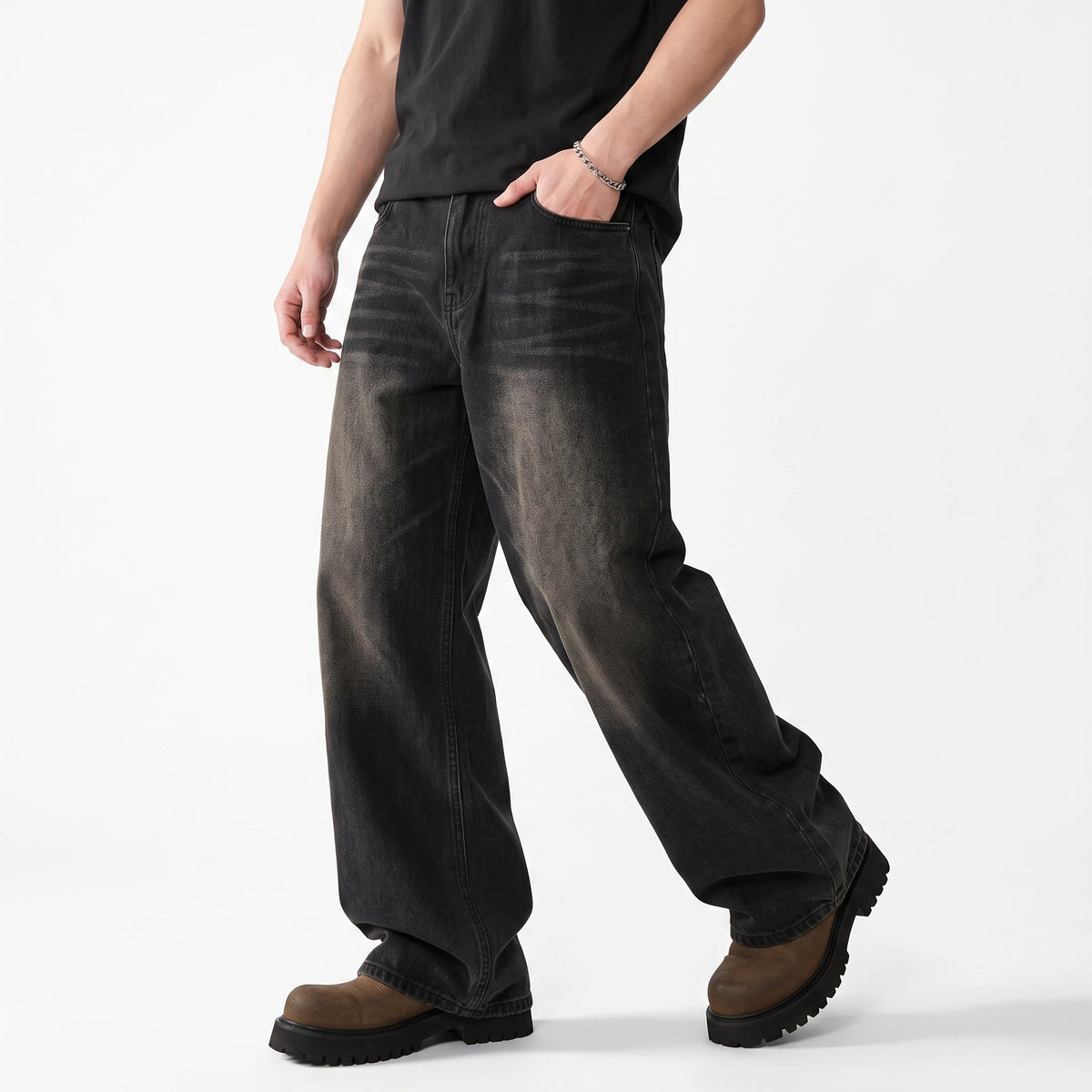 Men's Wide-Leg Jeans – Straight-Cut Cotton Denim