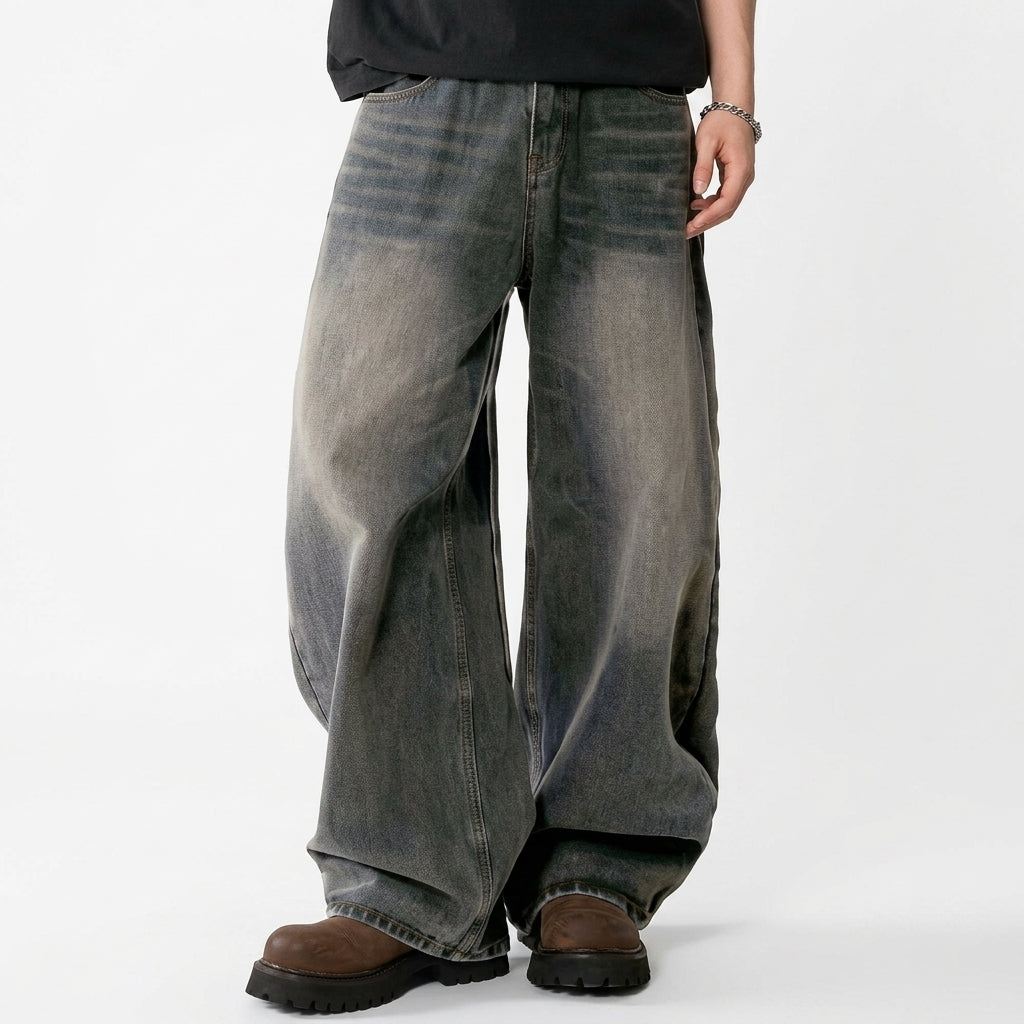 Men's Wide-Leg Jeans – Straight-Cut Cotton Denim