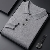 Men's Polo-Collar Wool Sweater – Three-Button Knit