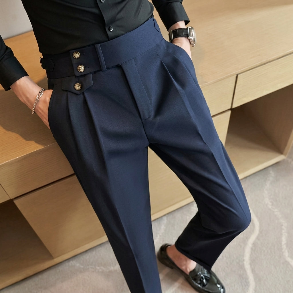 Men's High-Waisted Dress Trousers – Slim Stretch Fit