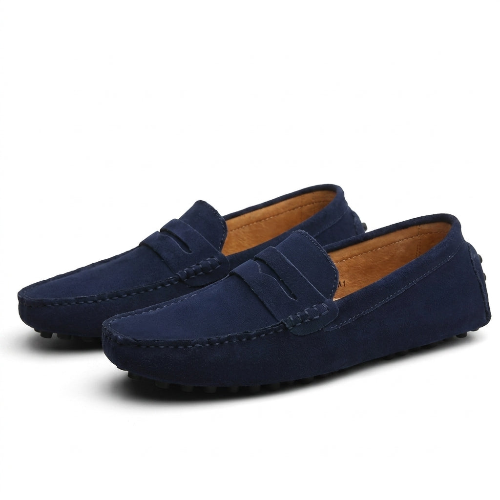 Men's Genuine Suede Penny Loafers – Flexible Sole