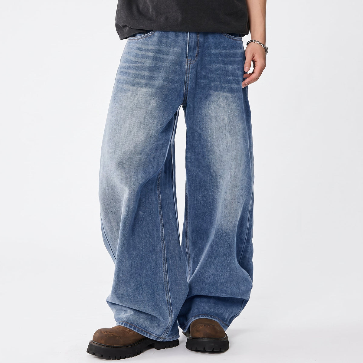 Men's Wide-Leg Jeans – Straight-Cut Cotton Denim