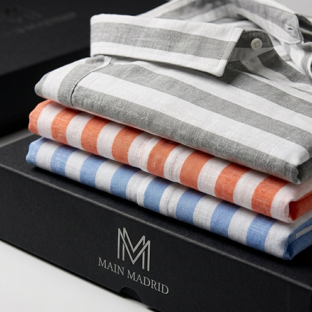 Men's Striped Knit Shirt – Dyed Open-Collar Design