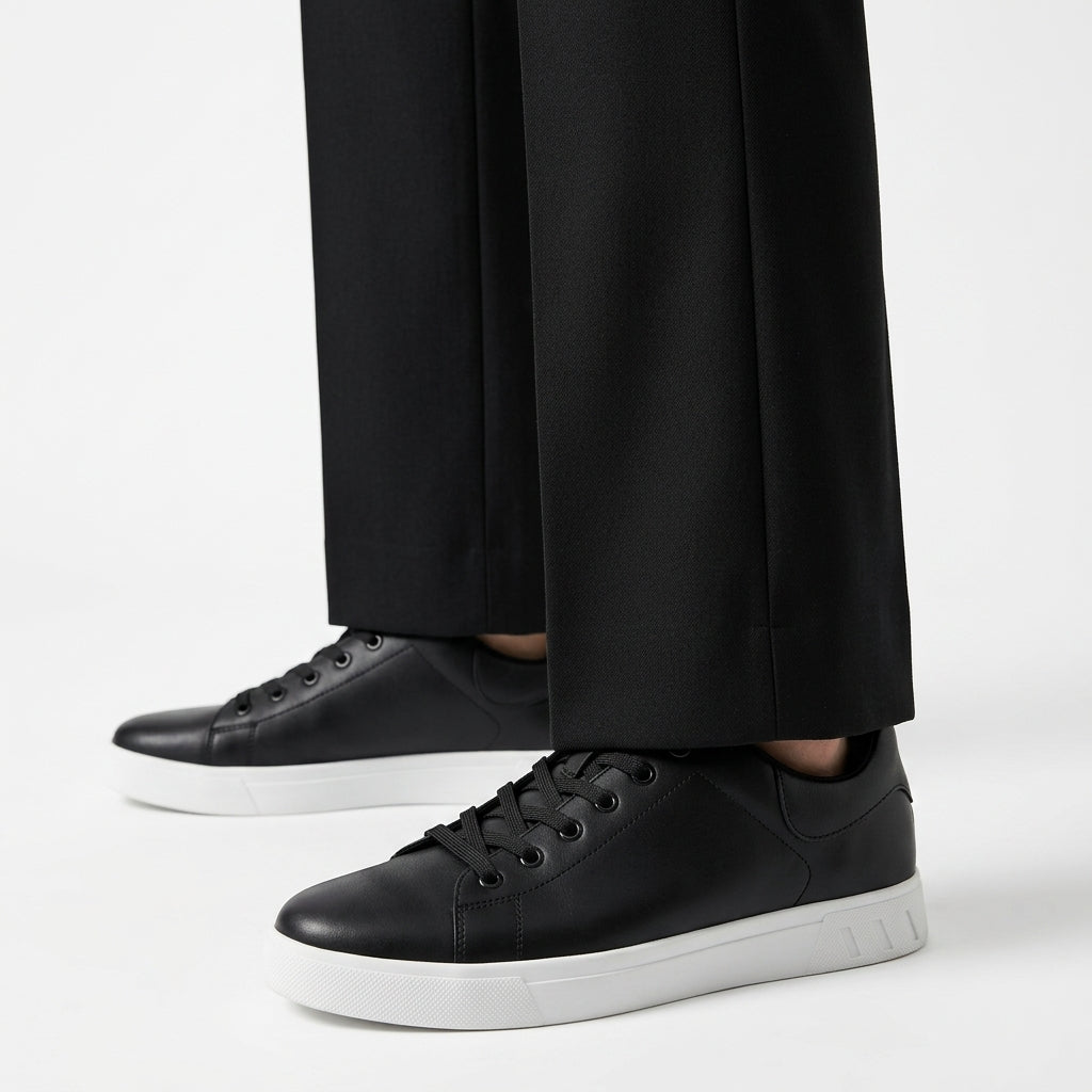 Men's Leather Sneakers – Contrasting White Sole