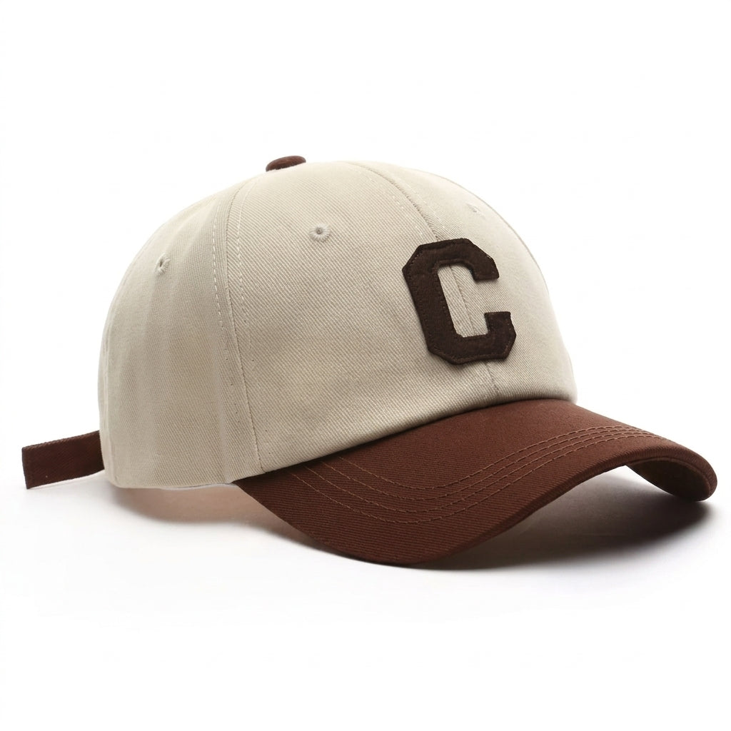 Vintage Cotton Baseball Cap – Two-Tone Embroidered Design