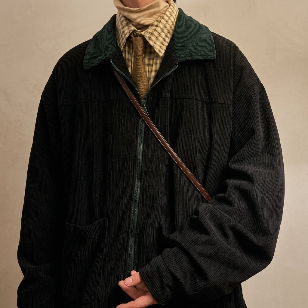 Men's Oversized Cotton Bomber Jacket – Vintage Style