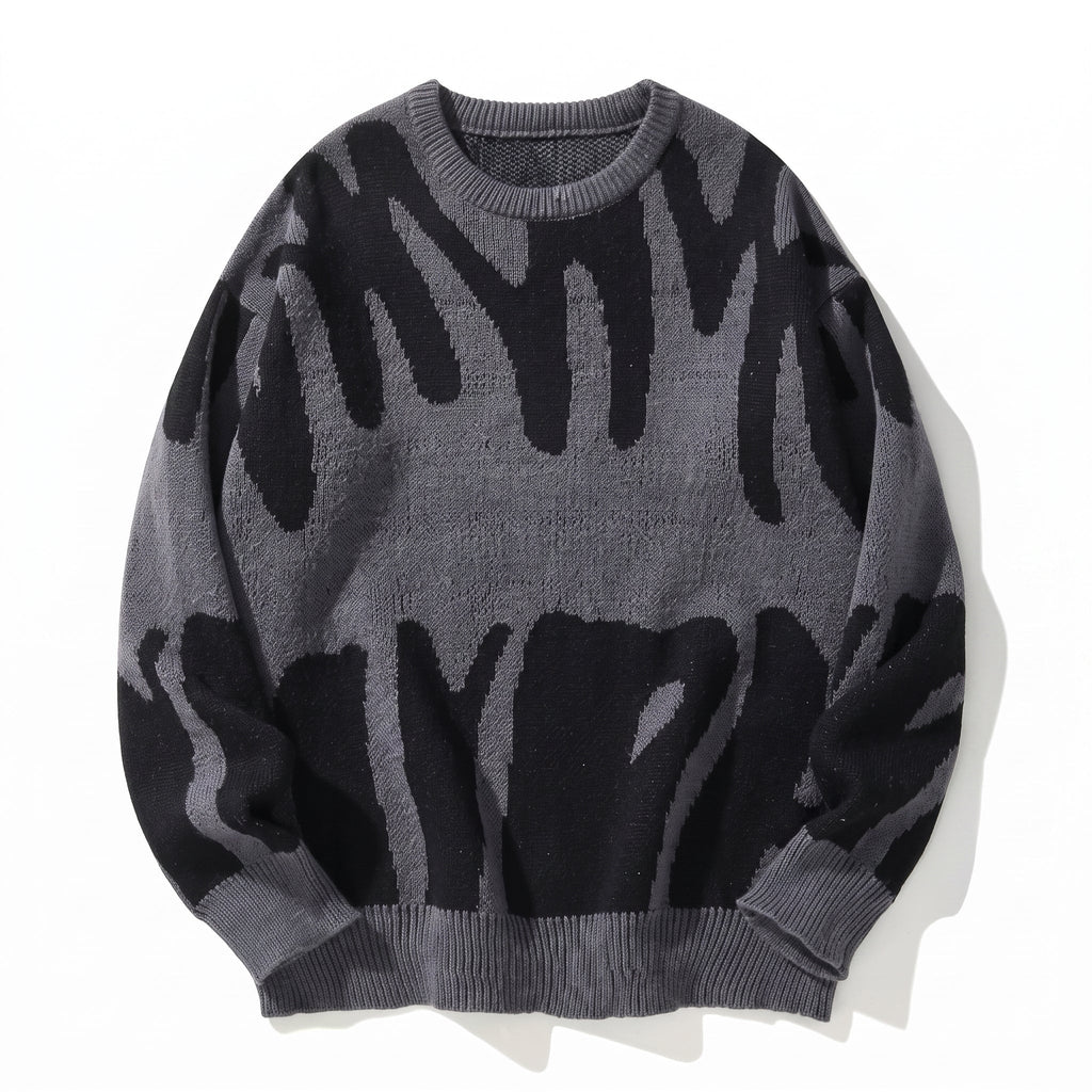 Men's Geometric Wool-Blend Sweater – Jacquard Crew Neck