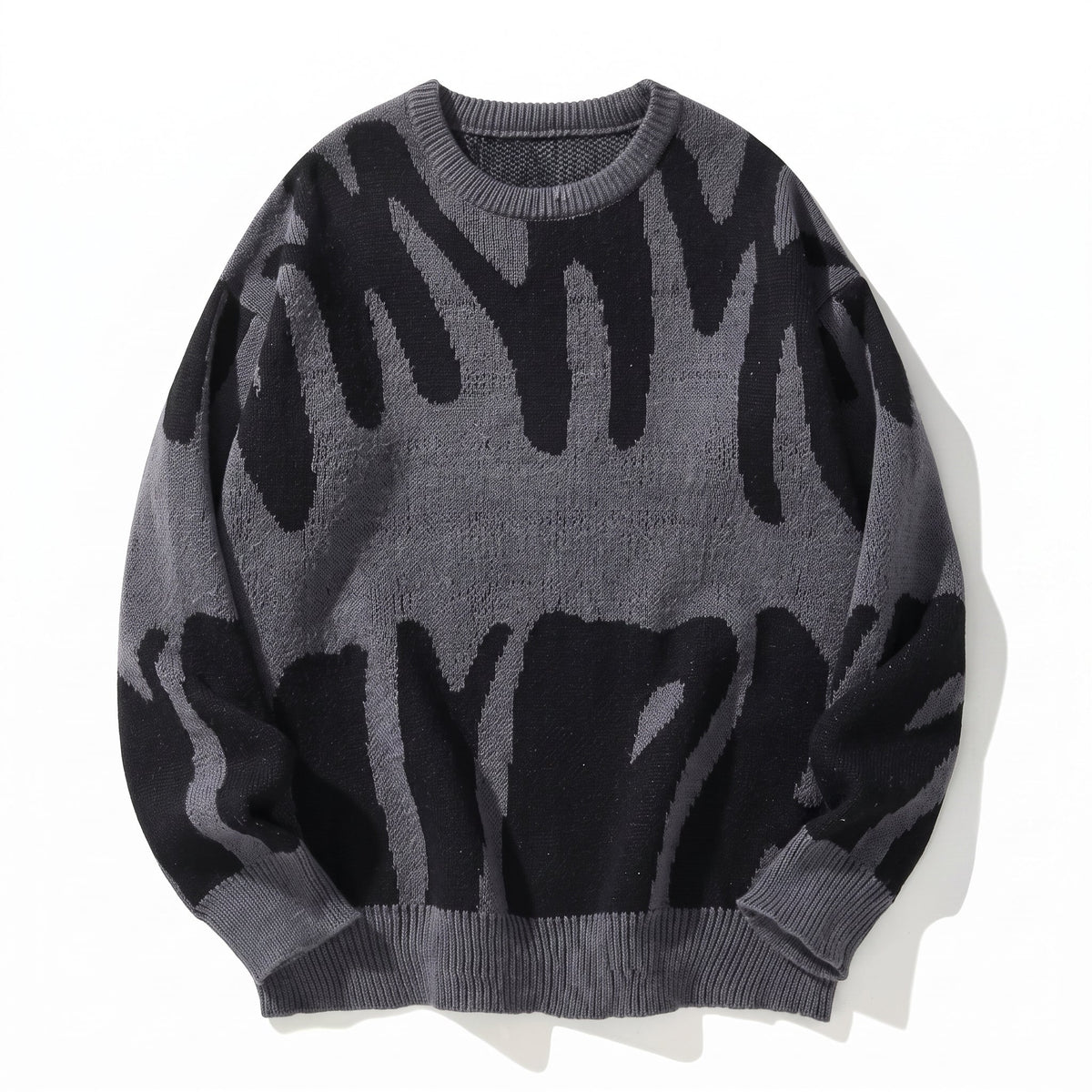 Men's Geometric Wool-Blend Sweater – Jacquard Crew Neck
