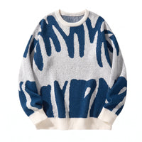 Men's Geometric Wool-Blend Sweater – Jacquard Crew Neck
