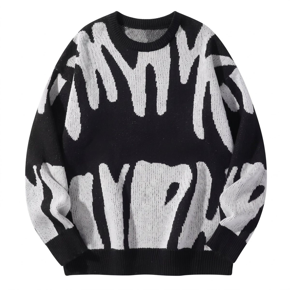 Men's Geometric Wool-Blend Sweater – Jacquard Crew Neck