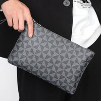 Men's Leather Handbag – Geometric Print
