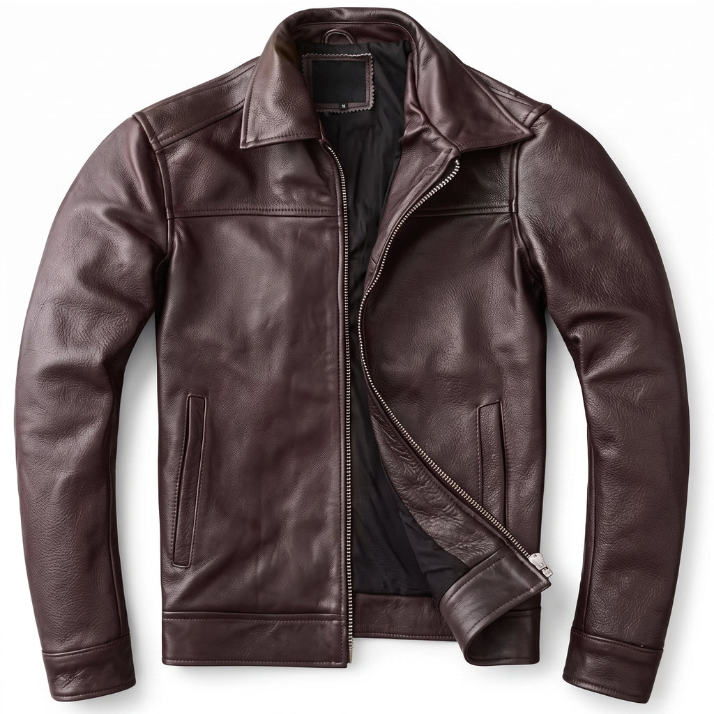 Men's Genuine Cowhide Leather Jacket – Slim Fit