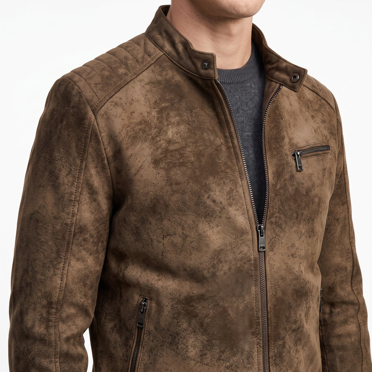 Men's Synthetic Leather Jacket – Retro Casual Fit