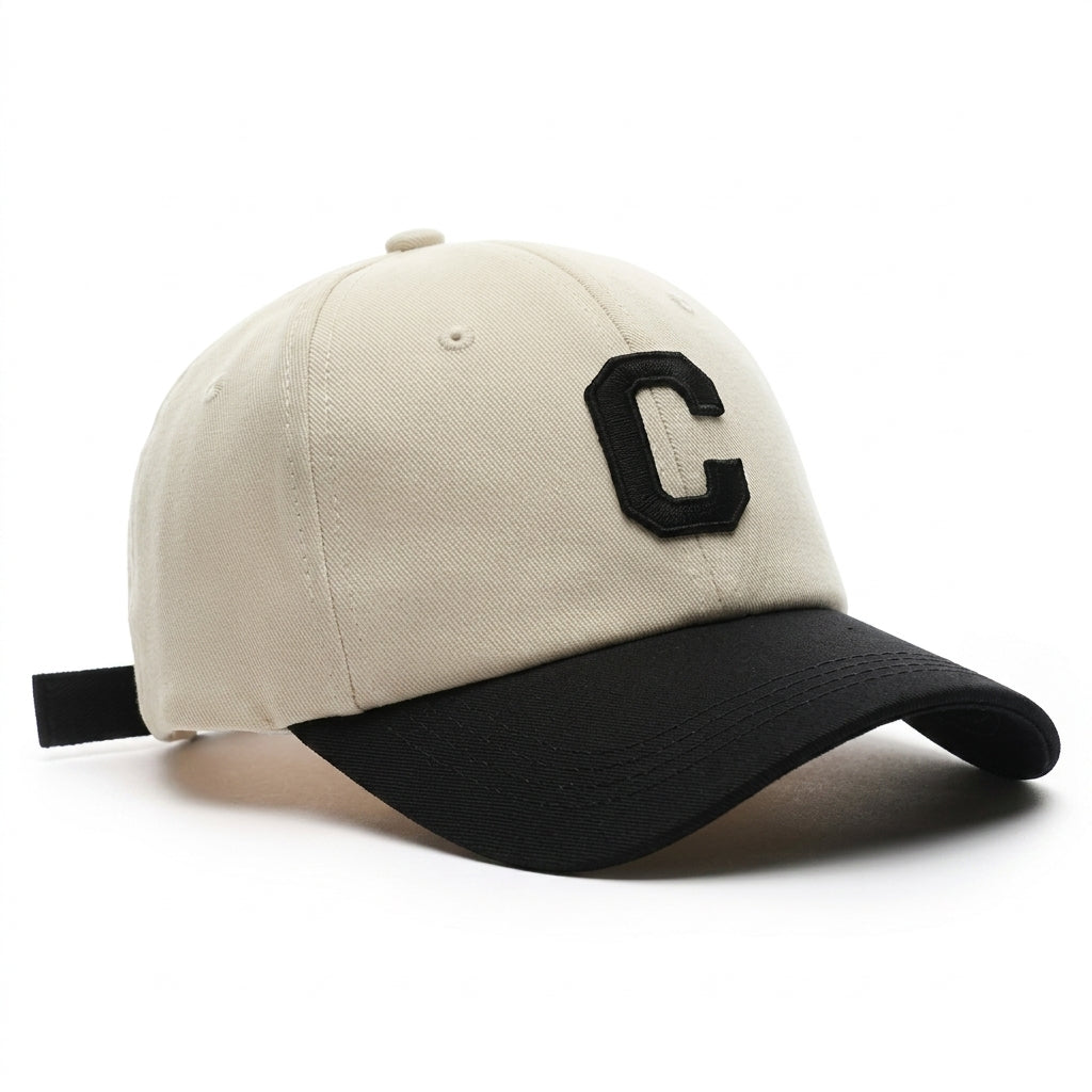 Vintage Cotton Baseball Cap – Two-Tone Embroidered Design