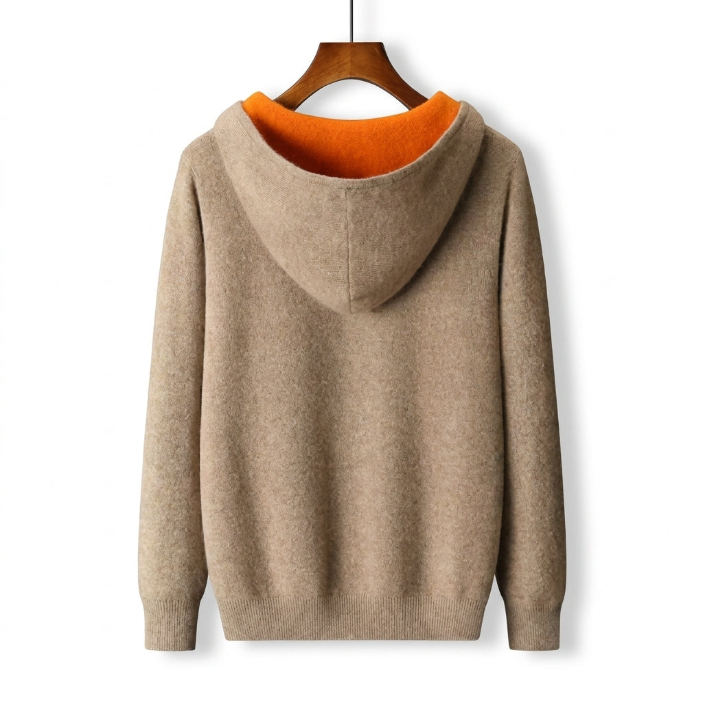 Men's 100% Wool Zip Hoodie – Warm Breathable Knit