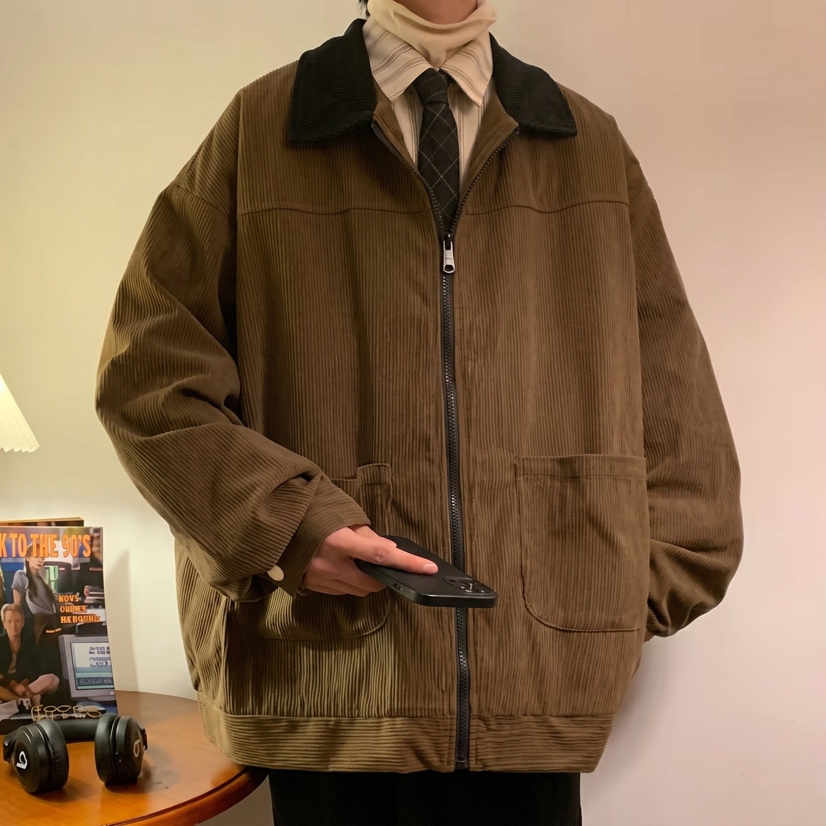 Men's Oversized Cotton Bomber Jacket – Vintage Style