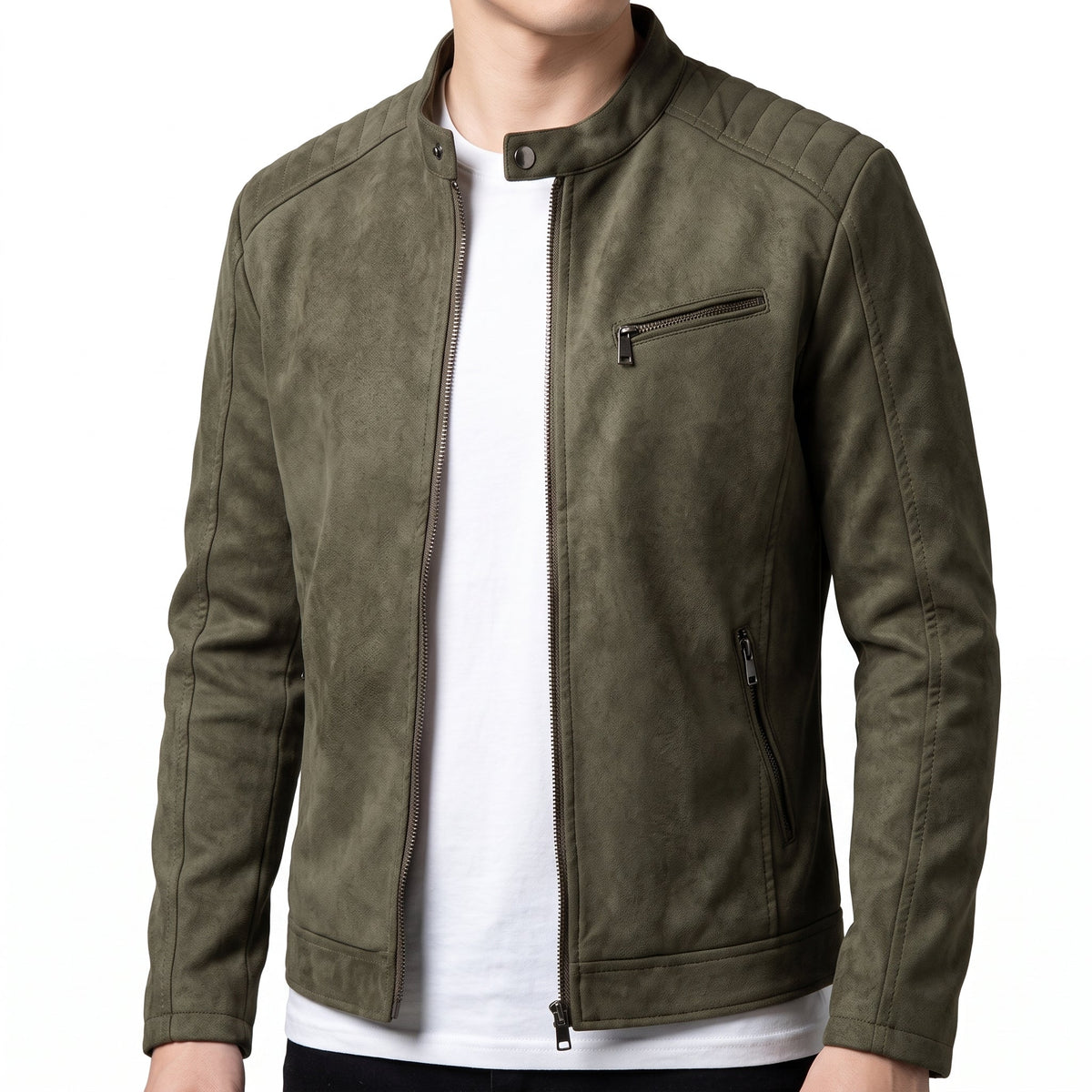 Men's Synthetic Leather Jacket – Retro Casual Fit