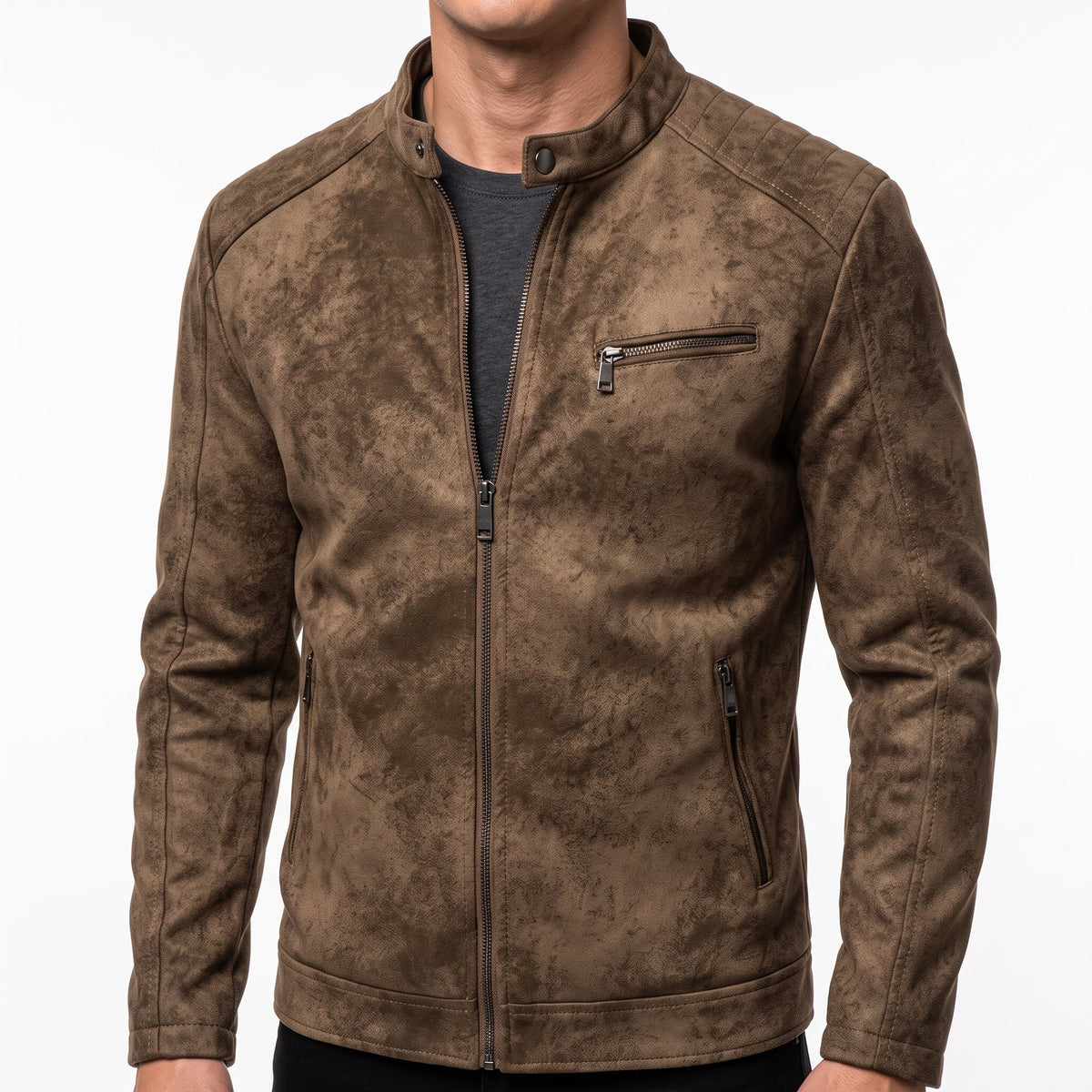 Men's Synthetic Leather Jacket – Retro Casual Fit