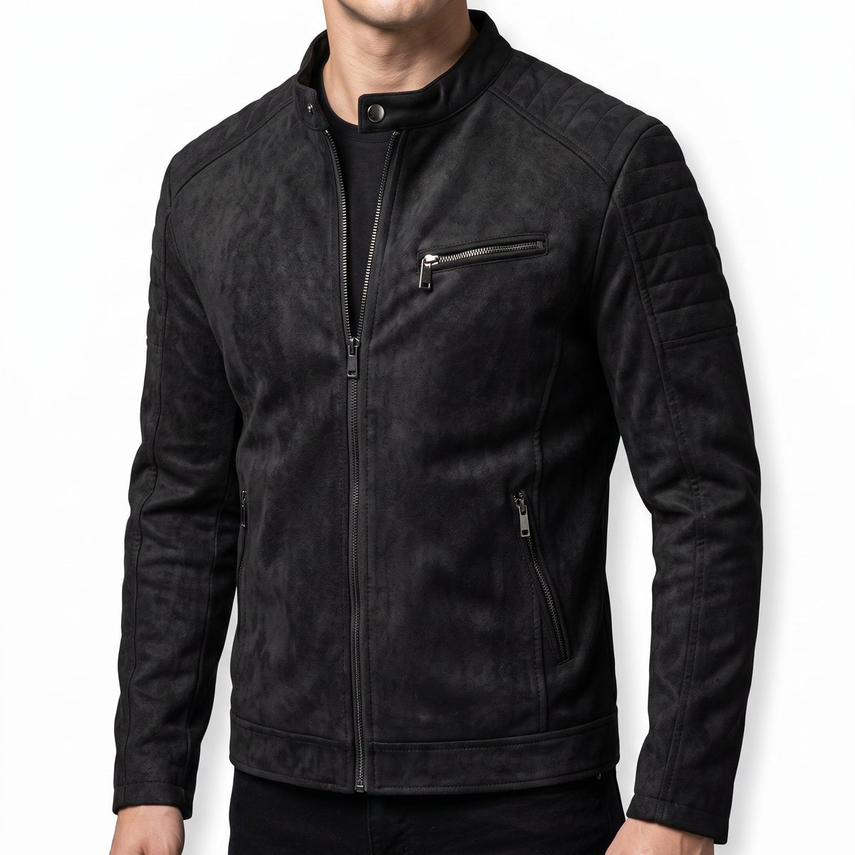 Men's Synthetic Leather Jacket – Retro Casual Fit