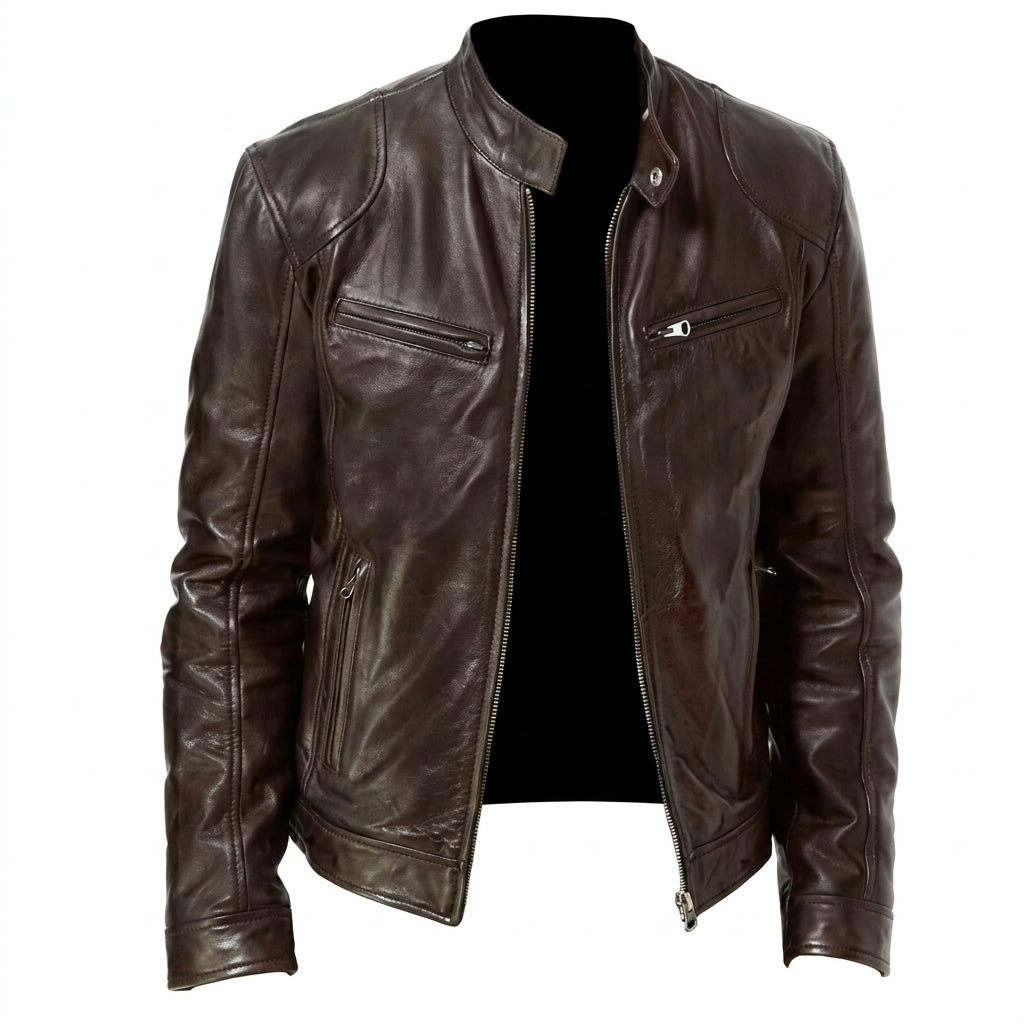 Men's PU Leather Biker Jacket – Loose Fit
