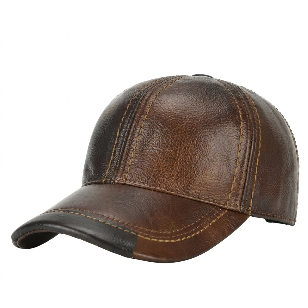 Men's Genuine Cowhide Leather Cap – Winter Ear-Flap Design