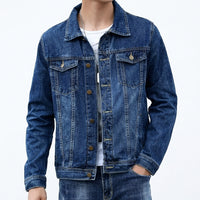 Men's Denim Jacket – Lapel Collar & Utility Pockets