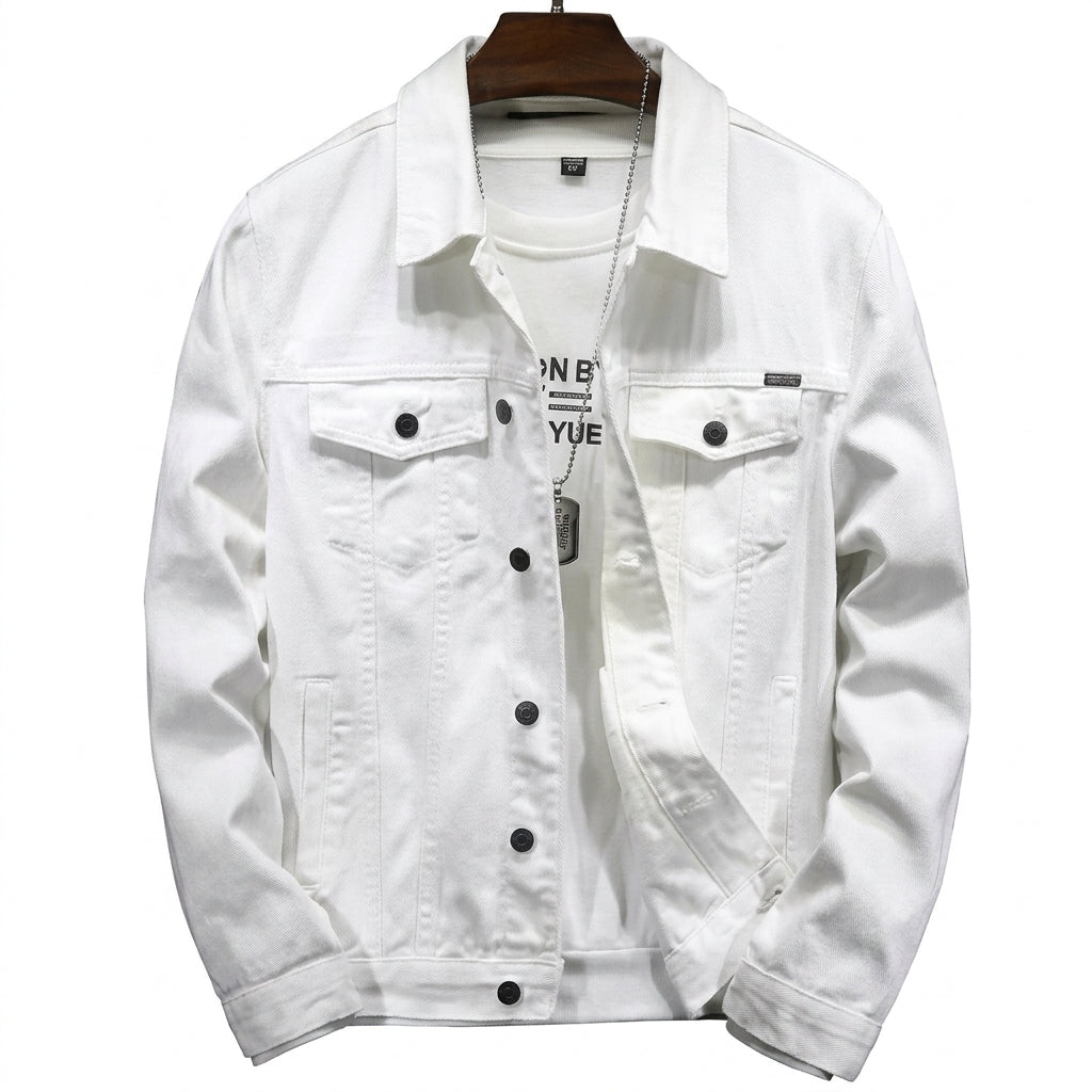 Men's Denim Jacket – Lapel Collar & Utility Pockets