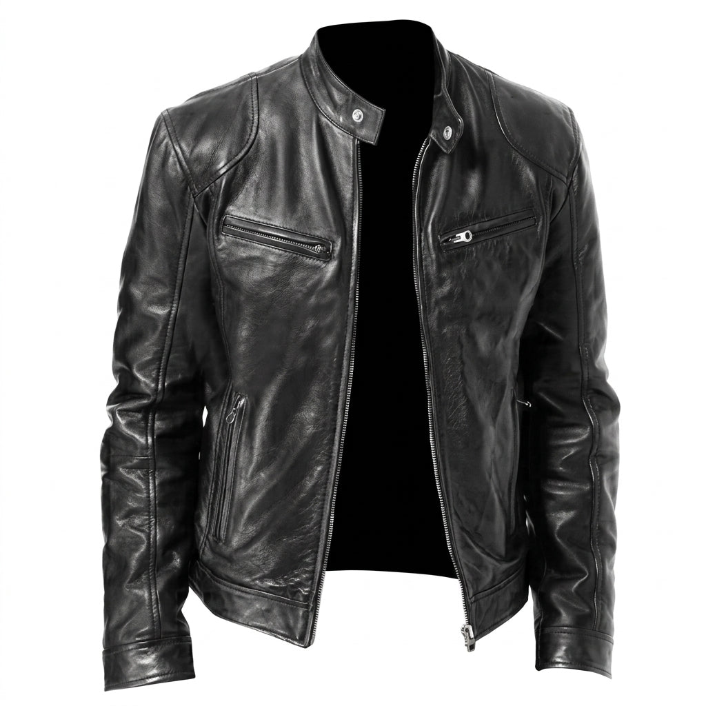 Men's PU Leather Biker Jacket – Loose Fit