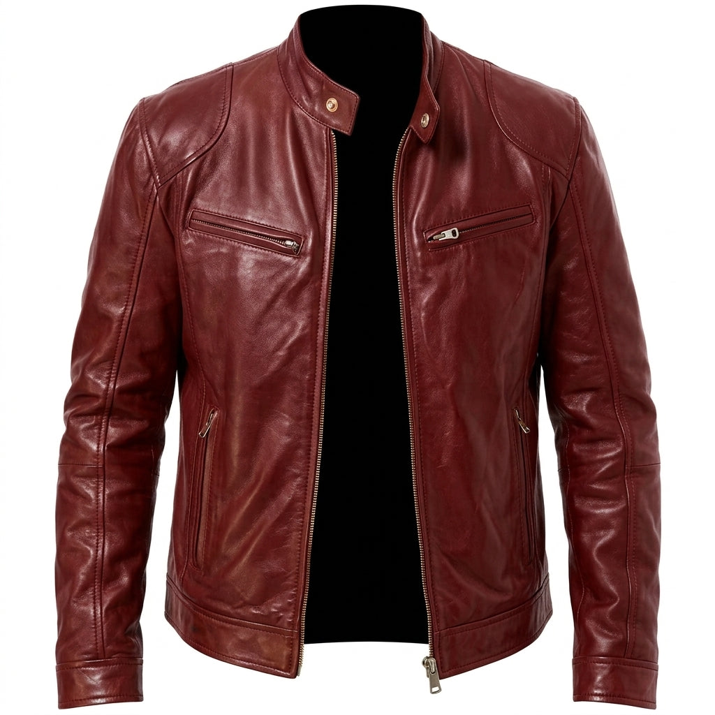 Men's PU Leather Biker Jacket – Loose Fit