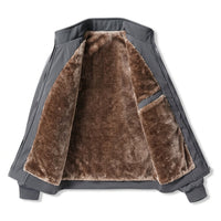 Men's Fleece-Lined Jacket – Stand Collar & Zip Front