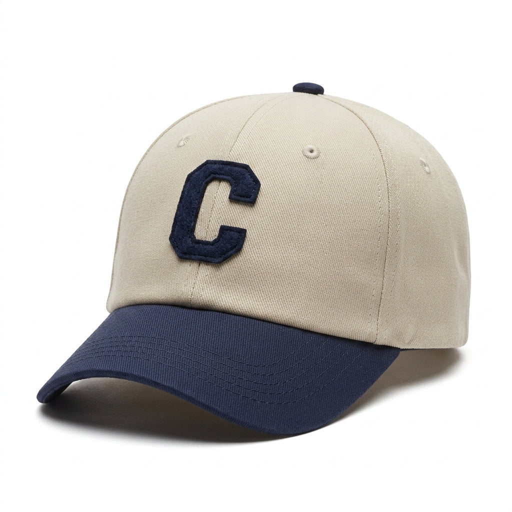 Vintage Cotton Baseball Cap – Two-Tone Embroidered Design