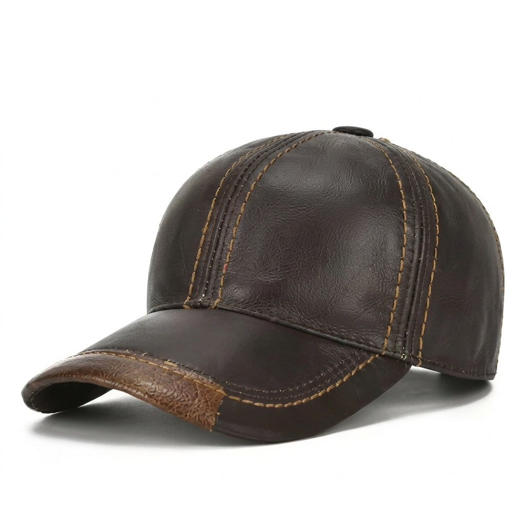 Men's Genuine Cowhide Leather Cap – Winter Ear-Flap Design