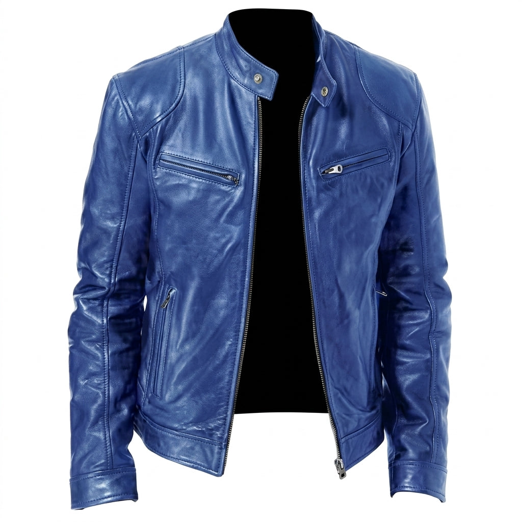 Men's PU Leather Biker Jacket – Loose Fit