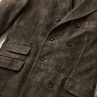 Men's Suede-Style Double-Breasted Jacket – Multi-Pocket
