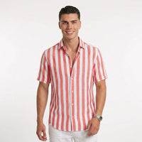 Men's Striped Knit Shirt – Dyed Open-Collar Design