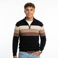 Men's Cotton Quarter-Zip Sweater – Color-Block Knit