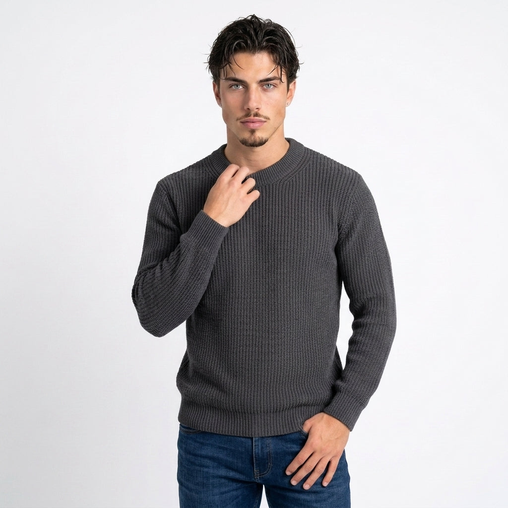 Men's 100% Cotton Crew-Neck Sweater – Breathable Knit