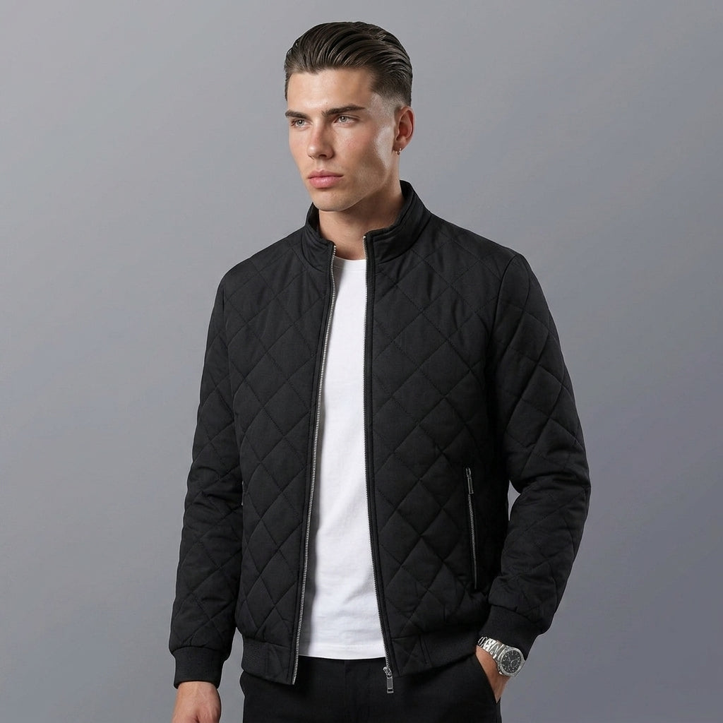 Men's Quilted Bomber Jacket – Fleece Lined