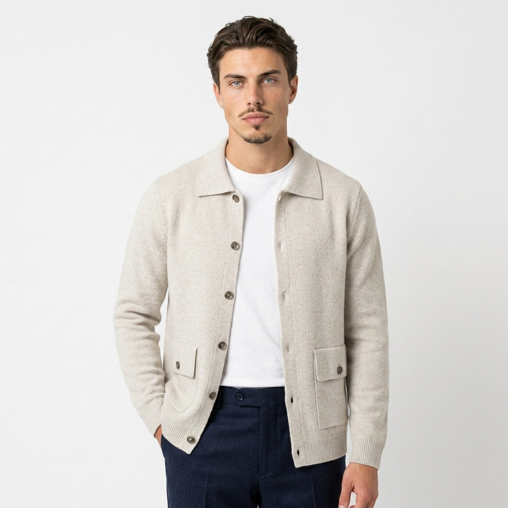 Men's 100% Merino Wool Cardigan – Chunky Button Front