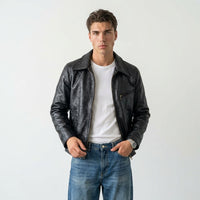 Men's Genuine Cowhide Leather Jacket – Classic Biker Style